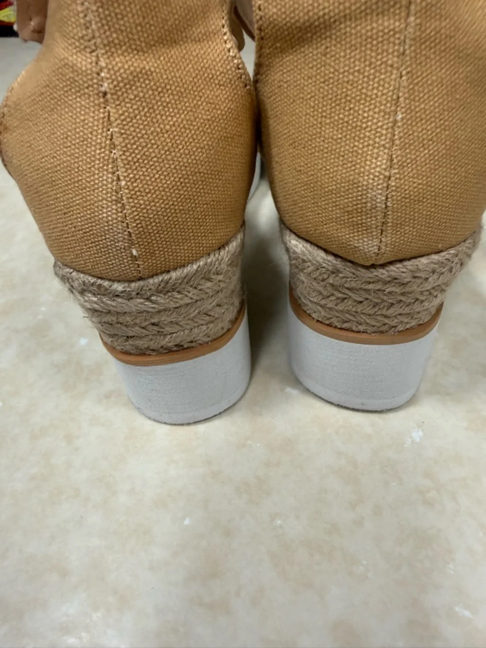 Ccocci Paloma Camel/Tan Braided Canvas Wedge Sandals 10